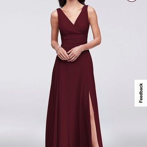 David’s Bridal Bridesmaid Dress, Surplice Tank Long Chiffon, Size 6